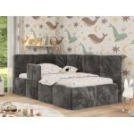 Łóżko dziecięce ARVO ALTA 90x200 - materac pocket - ciemnoszary, plusz - strona lewa