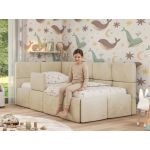 Łóżko dziecięce ARVO ALTA 90x200 - materac multipocket - ciemnoszary, plusz - strona lewa