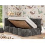 Łóżko dziecięce ARVO ALTA 90x200 - materac multipocket - ciemnoszary, plusz - strona lewa