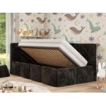 Łóżko dziecięce ARVO ALTA 90x200 - czarny, plusz - strona lewa