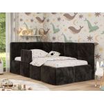 Łóżko dziecięce ARVO ALTA 90x200 - materac multipocket - czarny, plusz - strona lewa