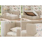 Łóżko dziecięce ARVO ALTA 90x200 - kremowy, plusz - strona lewa