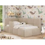 Łóżko dziecięce ARVO ALTA 90x200 - materac multipocket - kremowy, plusz - strona lewa