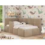 Łóżko dziecięce ARVO ALTA 90x200 - materac multipocket - beżowy, plusz - strona lewa