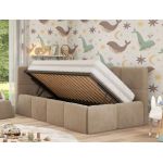 Łóżko dziecięce ARVO ALTA 90x200 - materac multipocket - beżowy, plusz - strona lewa