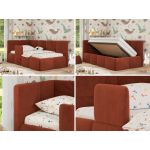 Łóżko dziecięce ARVO ALTA 90x200 - materac piankowy - pomarańczowy, plusz - strona lewa