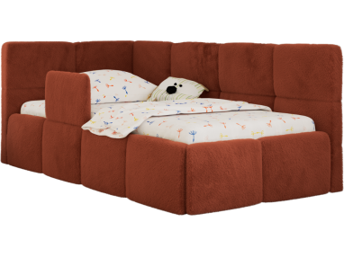 Łóżko dziecięce ARVO ALTA 90x200 - materac multipocket - pomarańczowy, plusz - strona lewa