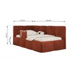 Łóżko dziecięce ARVO ALTA 90x200 - materac multipocket - pomarańczowy, plusz - strona lewa