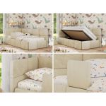 Łóżko dziecięce ARVO ALTA 90x200 - materac piankowy - beżowy, welwet - strona lewa