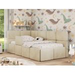 Łóżko dziecięce ARVO ALTA 90x200 - materac multipocket - beżowy, welwet - strona lewa