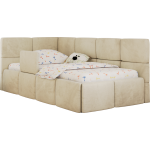 Łóżko dziecięce ARVO ALTA 90x200 - materac multipocket - beżowy, welwet - strona lewa