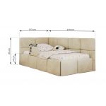 Łóżko dziecięce ARVO ALTA 90x200 - materac multipocket - beżowy, welwet - strona lewa