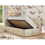 Łóżko dziecięce ARVO ALTA 90x200 - materac multipocket - beżowy, welwet - strona lewa