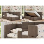 Łóżko dziecięce ARVO ALTA 90x200 - materac pocket - brązowy, welwet - strona lewa