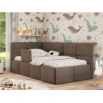 Łóżko dziecięce ARVO ALTA 90x200 - materac multipocket - brązowy, welwet - strona lewa