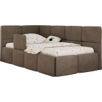 Łóżko dziecięce ARVO ALTA 90x200 - materac multipocket - brązowy, welwet - strona lewa