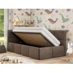 Łóżko dziecięce ARVO ALTA 90x200 - materac multipocket - brązowy, welwet - strona lewa