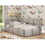 Łóżko dziecięce ARVO ALTA 90x200 - materac multipocket - jasnoszary, welwet - strona lewa