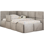 Łóżko dziecięce ARVO ALTA 90x200 - materac multipocket - jasnoszary, welwet - strona lewa