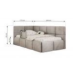 Łóżko dziecięce ARVO ALTA 90x200 - materac multipocket - jasnoszary, welwet - strona lewa