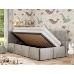 Łóżko dziecięce ARVO ALTA 90x200 - materac multipocket - jasnoszary, welwet - strona lewa