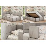 Łóżko dziecięce ARVO ALTA 90x200 - materac multipocket - jasnoszary, welwet - strona lewa