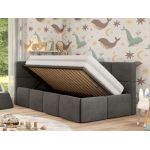 Łóżko dziecięce ARVO ALTA 90x200 - materac multipocket - ciemnoszary, welwet - strona lewa