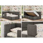 Łóżko dziecięce ARVO ALTA 90x200 - materac multipocket - ciemnoszary, welwet - strona lewa