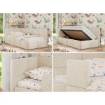 Łóżko dziecięce ARVO ALTA 90x200 - materac pocket - kremowy, struktura - strona lewa