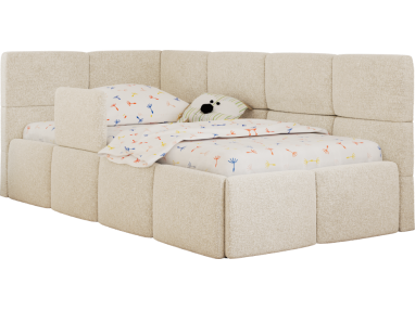 Łóżko dziecięce ARVO ALTA 90x200 - materac multipocket - kremowy, struktura - strona lewa