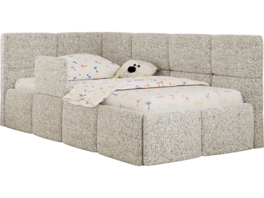 Łóżko dziecięce ARVO ALTA 90x200 - materac piankowy - beżowy, struktura - strona lewa