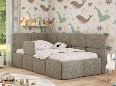Łóżko dziecięce ARVO ALTA 90x200 - materac multipocket - szary, struktura - strona lewa