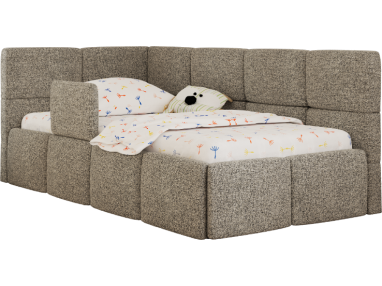 Łóżko dziecięce ARVO ALTA 90x200 - materac multipocket - szary, struktura - strona lewa