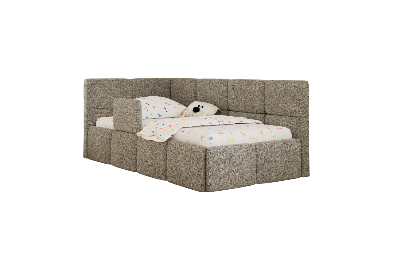 Łóżko dziecięce ARVO ALTA 90x200 - materac multipocket - szary, struktura - strona lewa