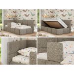 Łóżko dziecięce ARVO ALTA 90x200 - materac multipocket - szary, struktura - strona lewa