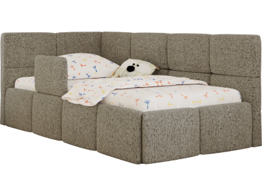 Łóżko dziecięce ARVO ALTA 90x200 - materac multipocket - ciemnobeżowy, struktura - strona lewa