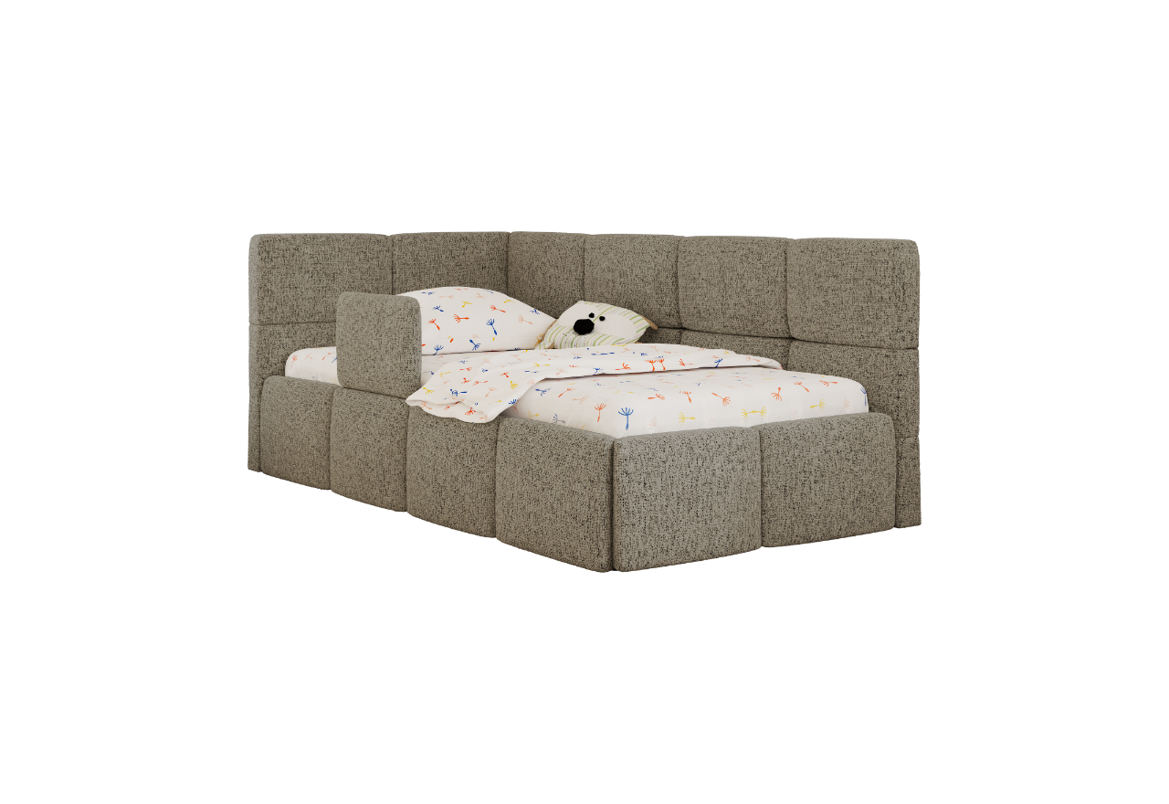 Łóżko dziecięce ARVO ALTA 90x200 - materac multipocket - ciemnobeżowy, struktura - strona lewa