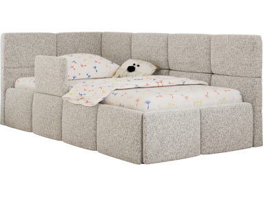 Łóżko dziecięce ARVO ALTA 90x200 - jasnoszary, struktura - strona lewa