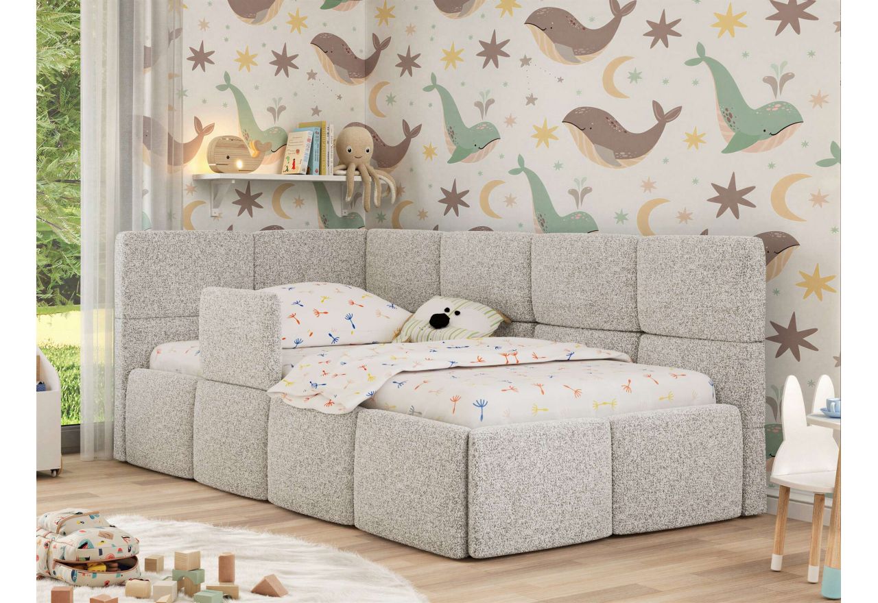 Łóżko dziecięce ARVO ALTA 90x200 - materac piankowy - jasnoszary, struktura - strona lewa