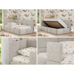 Łóżko dziecięce ARVO ALTA 90x200 - materac multipocket - jasnoszary, struktura - strona lewa