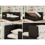 Łóżko dziecięce ARVO ALTA 90x200 - czarny, ekoskóra - strona lewa