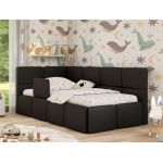 Łóżko dziecięce ARVO ALTA 90x200 - materac multipocket - czarny, ekoskóra - strona lewa