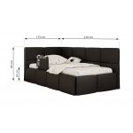 Łóżko dziecięce ARVO ALTA 90x200 - materac multipocket - czarny, ekoskóra - strona lewa