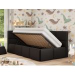 Łóżko dziecięce ARVO ALTA 90x200 - materac multipocket - czarny, ekoskóra - strona lewa