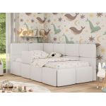 Łóżko dziecięce ARVO ALTA 90x200 - materac multipocket - biały, ekoskóra - strona lewa