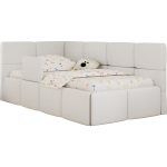 Łóżko dziecięce ARVO ALTA 90x200 - materac multipocket - biały, ekoskóra - strona lewa