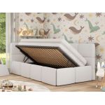 Łóżko dziecięce ARVO ALTA 90x200 - materac multipocket - biały, ekoskóra - strona lewa