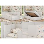 Łóżko dziecięce ARVO ALTA 90x200 - materac multipocket - biały, ekoskóra - strona lewa