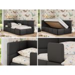 Łóżko dziecięce ARVO ALTA 90x200 - szary, ekoskóra - strona lewa