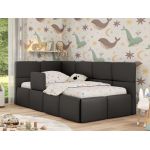 Łóżko dziecięce ARVO ALTA 90x200 - materac multipocket - szary, ekoskóra - strona lewa